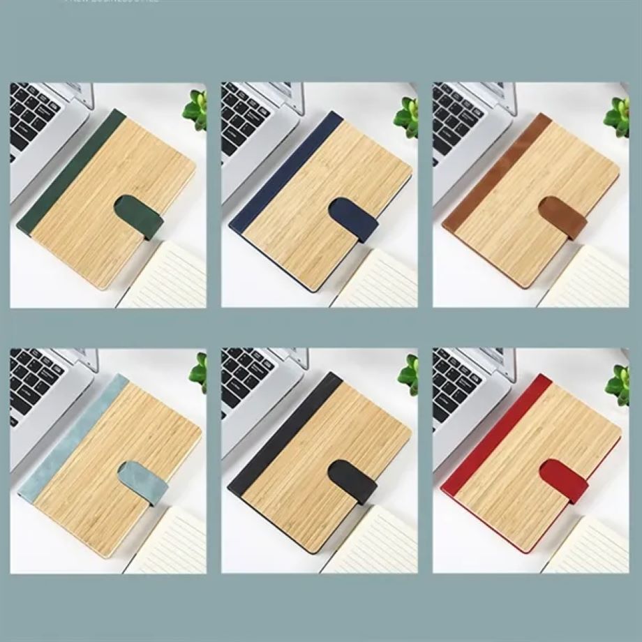 Bamboo Surface Magnetic Buckle Business Notebook 3