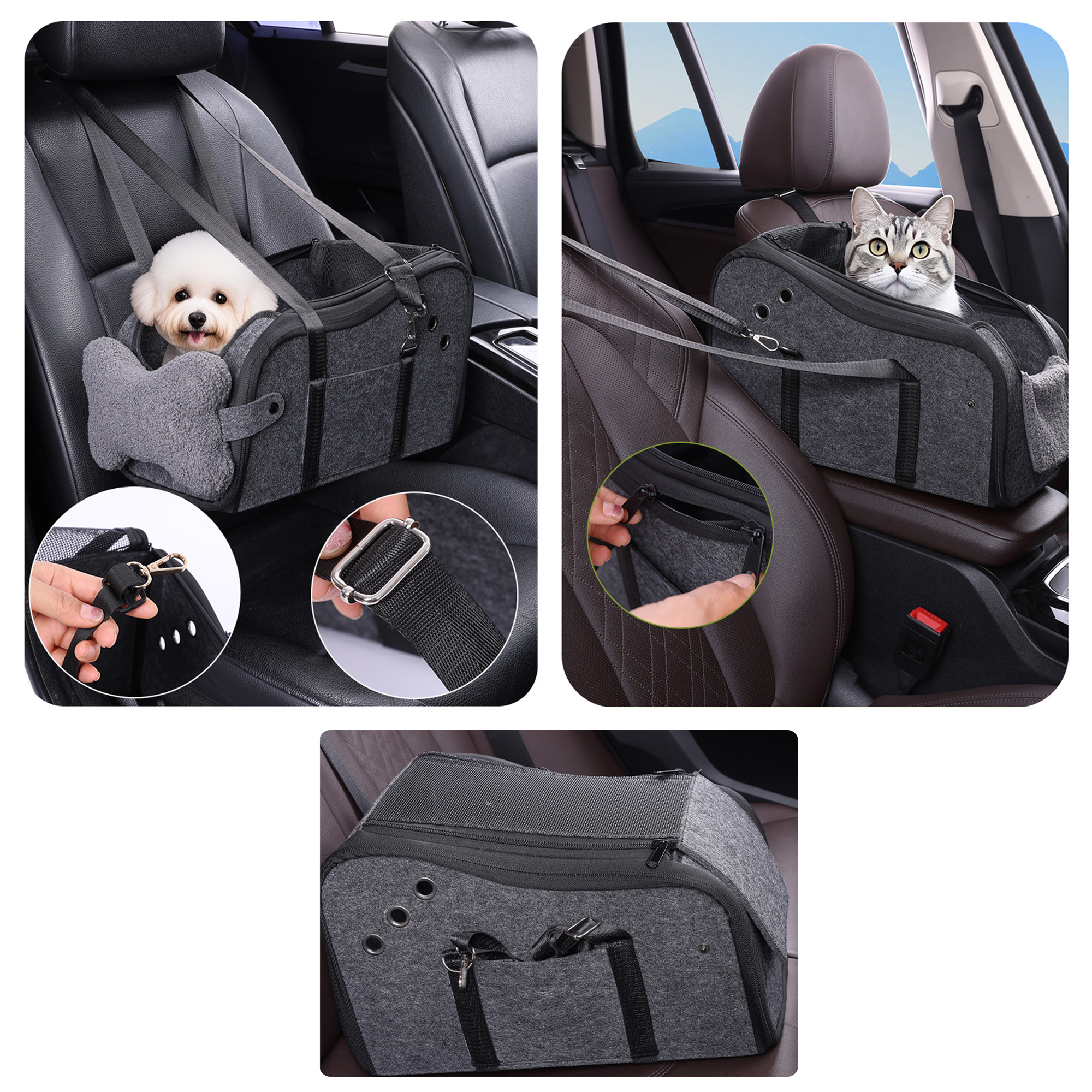 Portable Dog Car Seat Cat Carrier 2