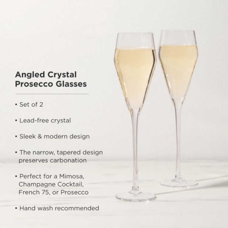 Viski® Angled Crystal Prosecco Glass, set of 2 3
