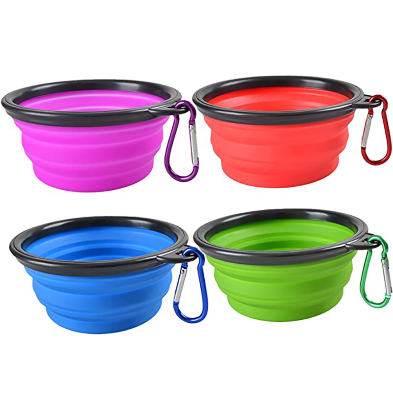 Portable Foldable Dogs Food Bowls w/ Carabiner Clip 19