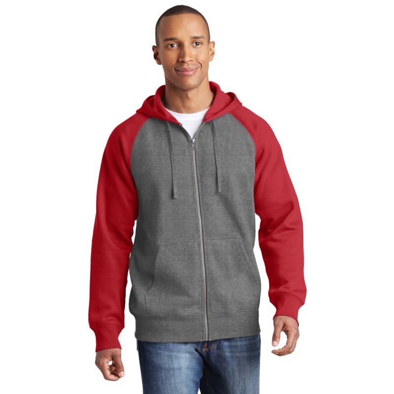 Sport-Tek Raglan Colorblock Full-Zip Hooded Fleece Jacket. 6