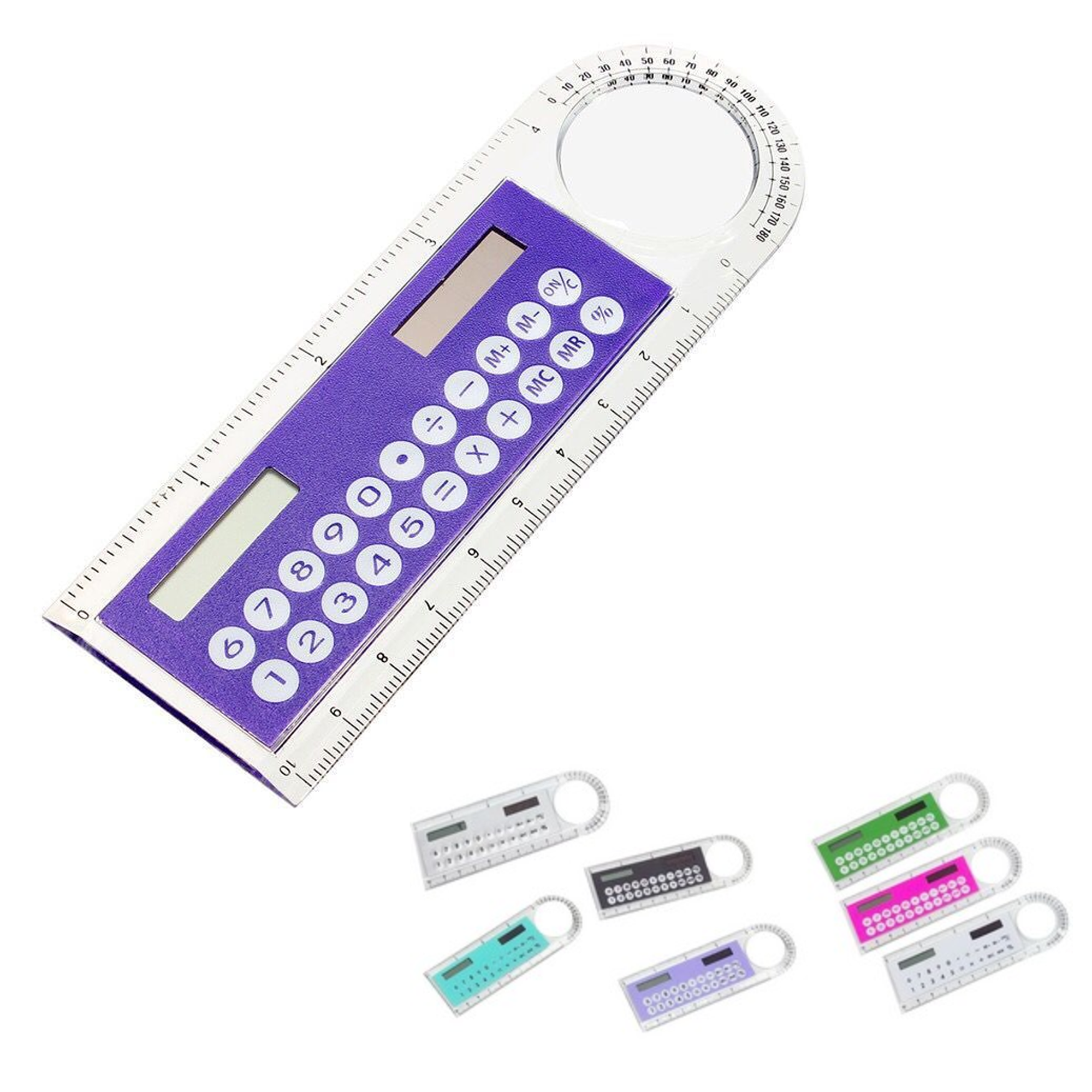 Solar Mini 4-in-1 4" Ruler Calculator Angle Magnifier 5.2"L X 1.7"W 2