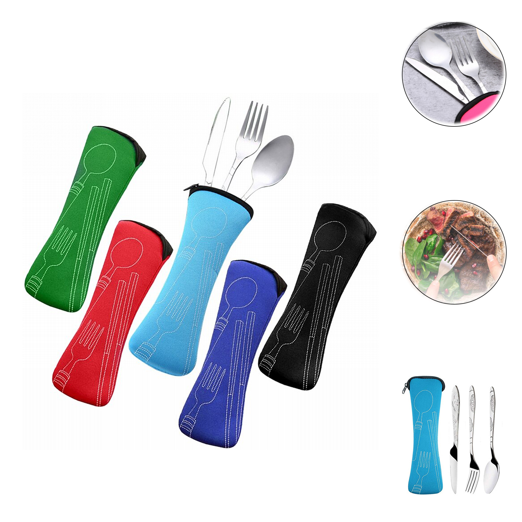 3Pcs/set Portable Stainless Steel Cutlery Set 1