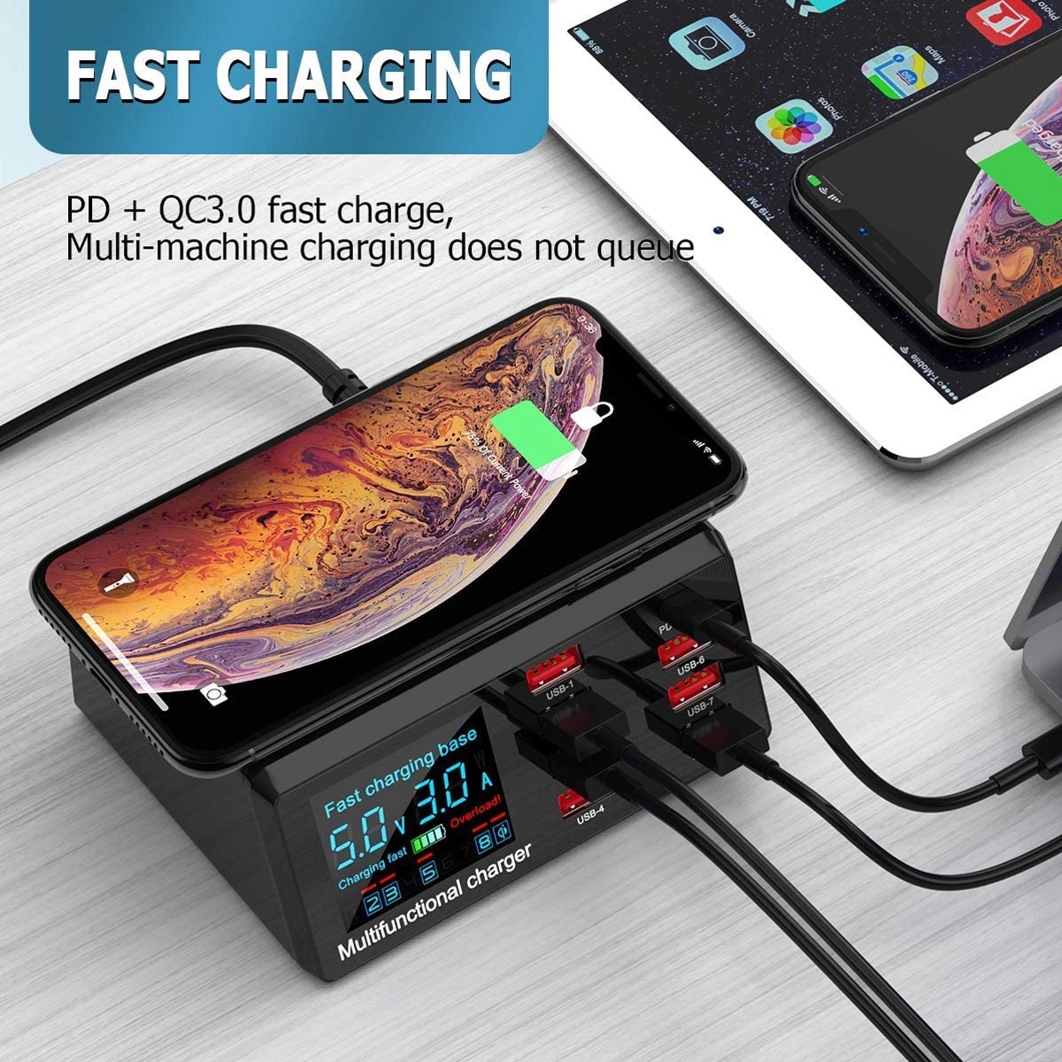 Qc 3.0 100W 8-Port Multi-Function Fast Wireless Charger 4