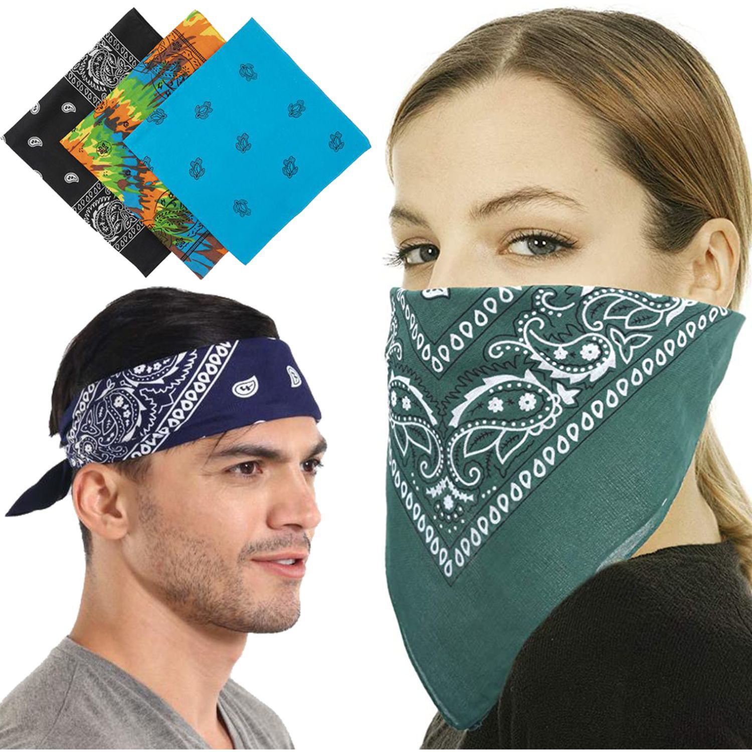 2-Layer Triangle Bandana w/ Full Color Safety Face Bandannas 1