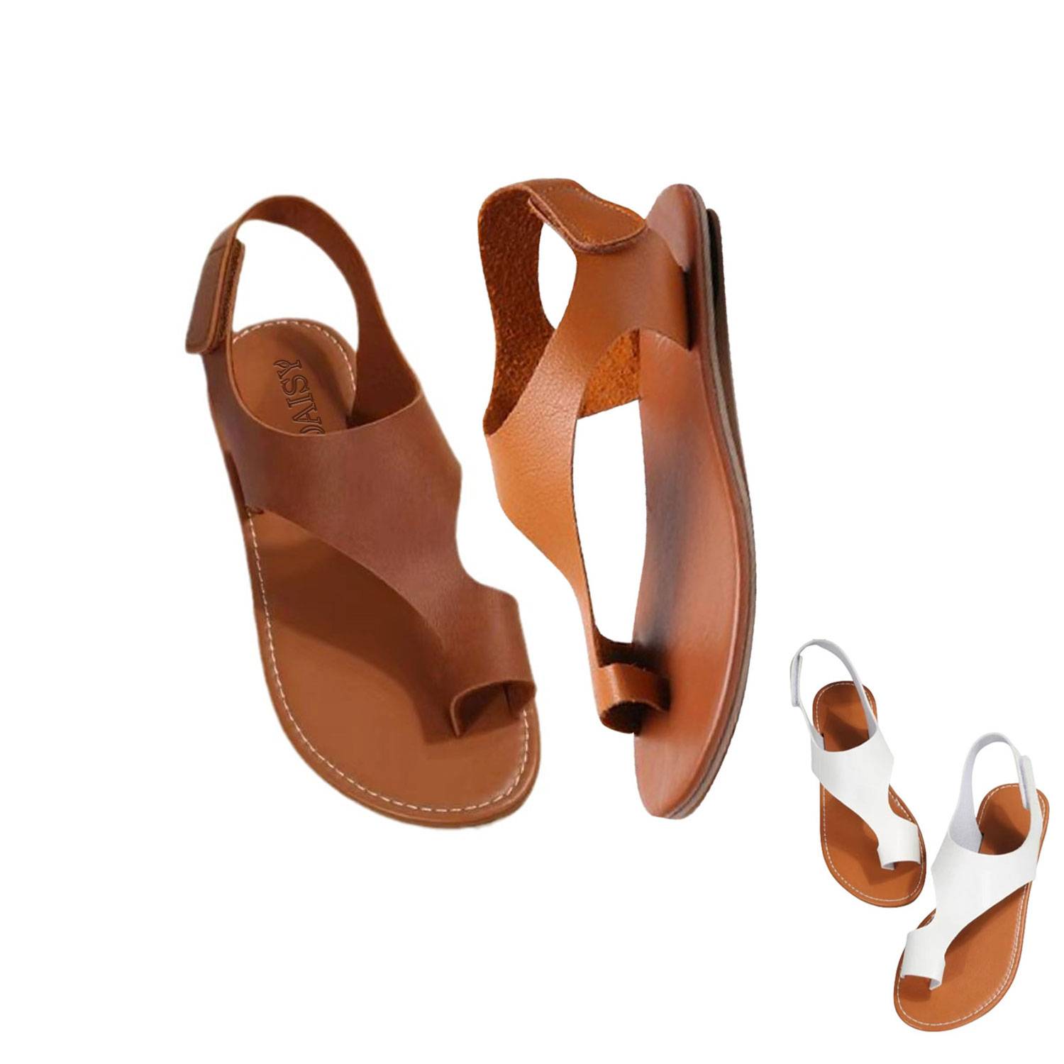 Breathable Faux Leather Flat Sandals w/ Secure Toe 3