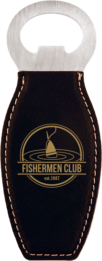 Black/Gold Leatherette Bottle Opener with Magnet 2