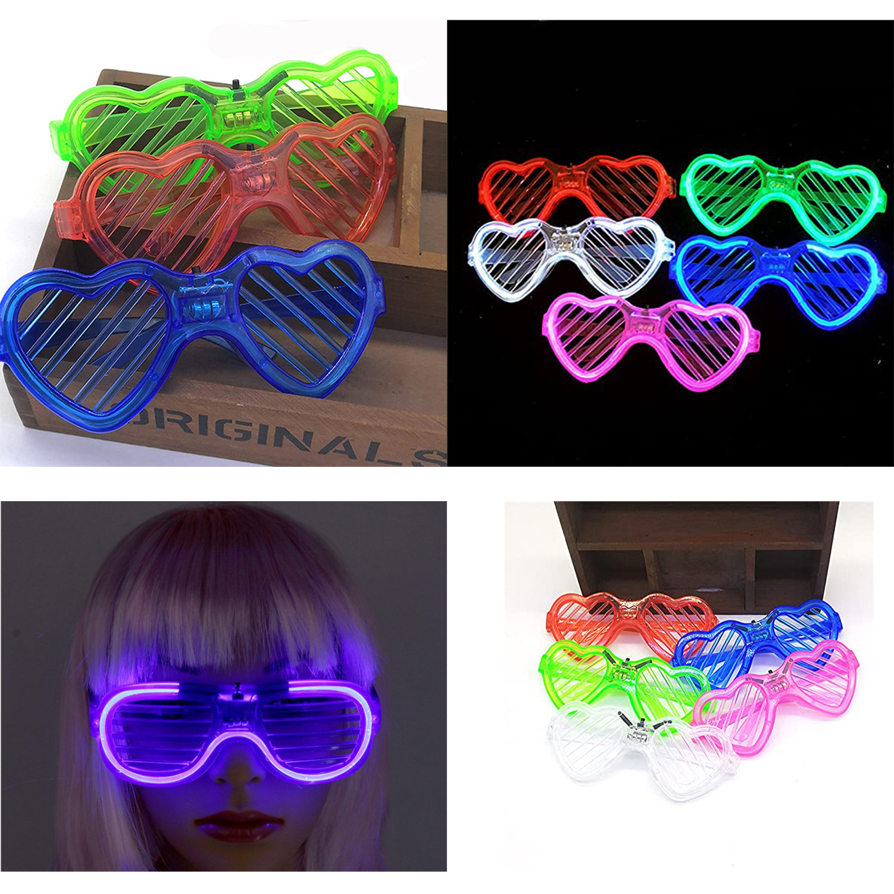 Fashion Heart Shaped Decorative Light up Glasses 3