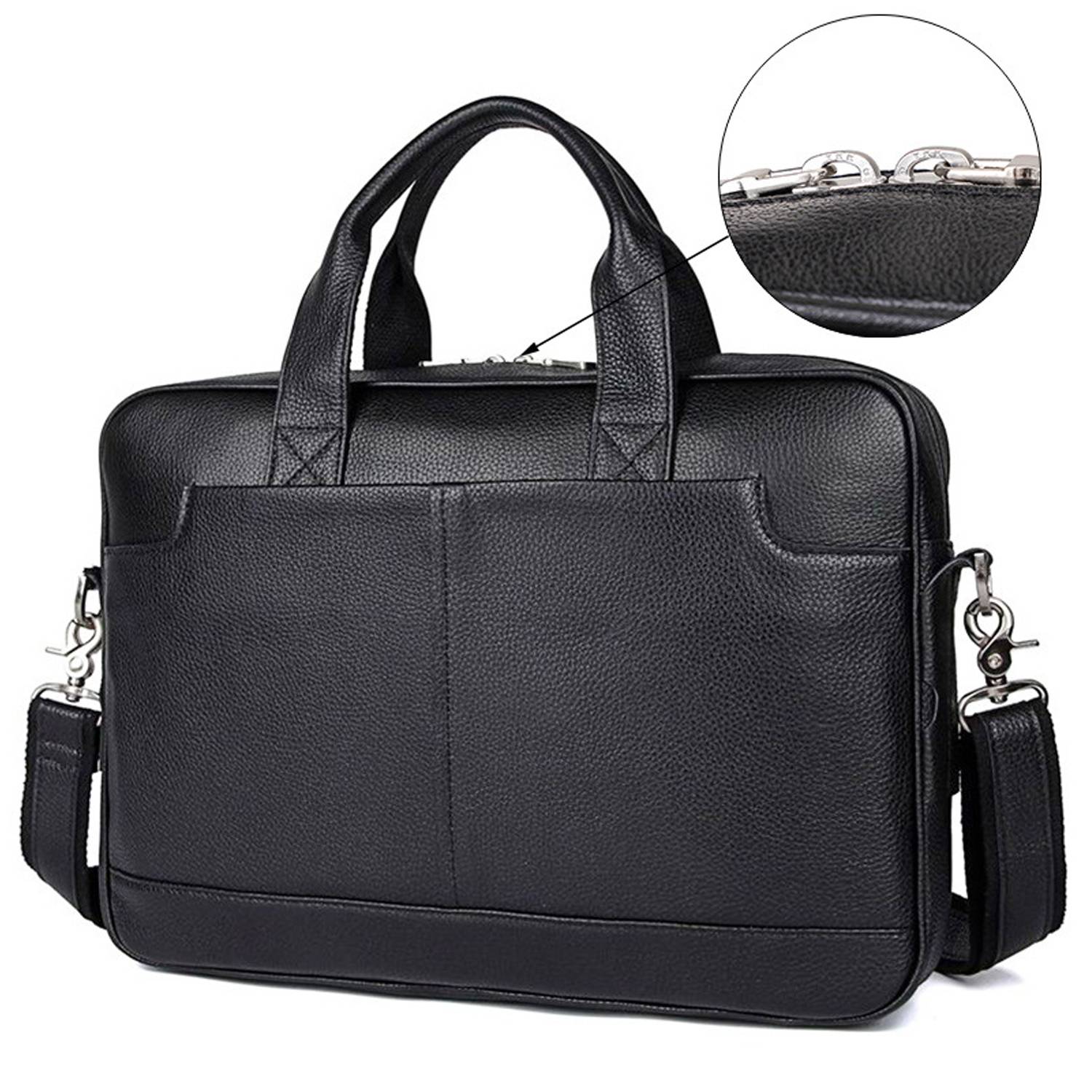 Genuine Leather Briefcase Messenger 15.6 Inch Laptop Bag 4