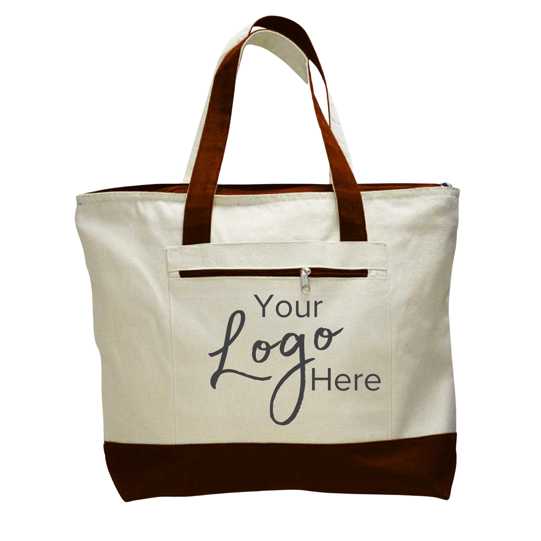Canvas Zipper Tote Bag 18" W x 14" H with 4.5" Gusset, custom tote bag with logo imprint 15