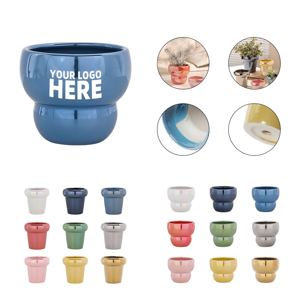 Electroplated Glazed Ceramic Flower Pot 1