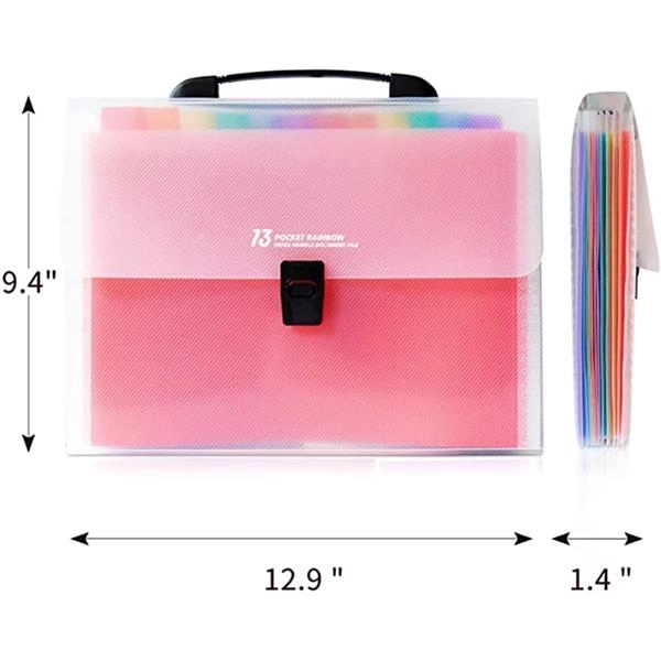 13 Pocket Rainbow Expanding File Folder With Handle 3