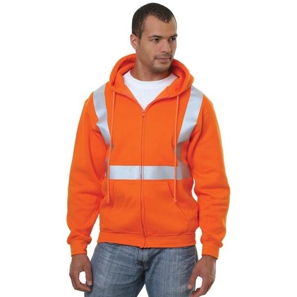 Full Zip Hoodie Solid Striping, custom hoodie or sweatshirt with logo imprint 2