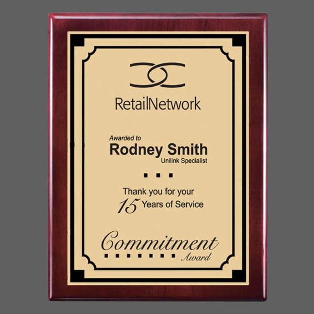 Oakleigh/Everett Plaque - Rosewood/Satin Gold