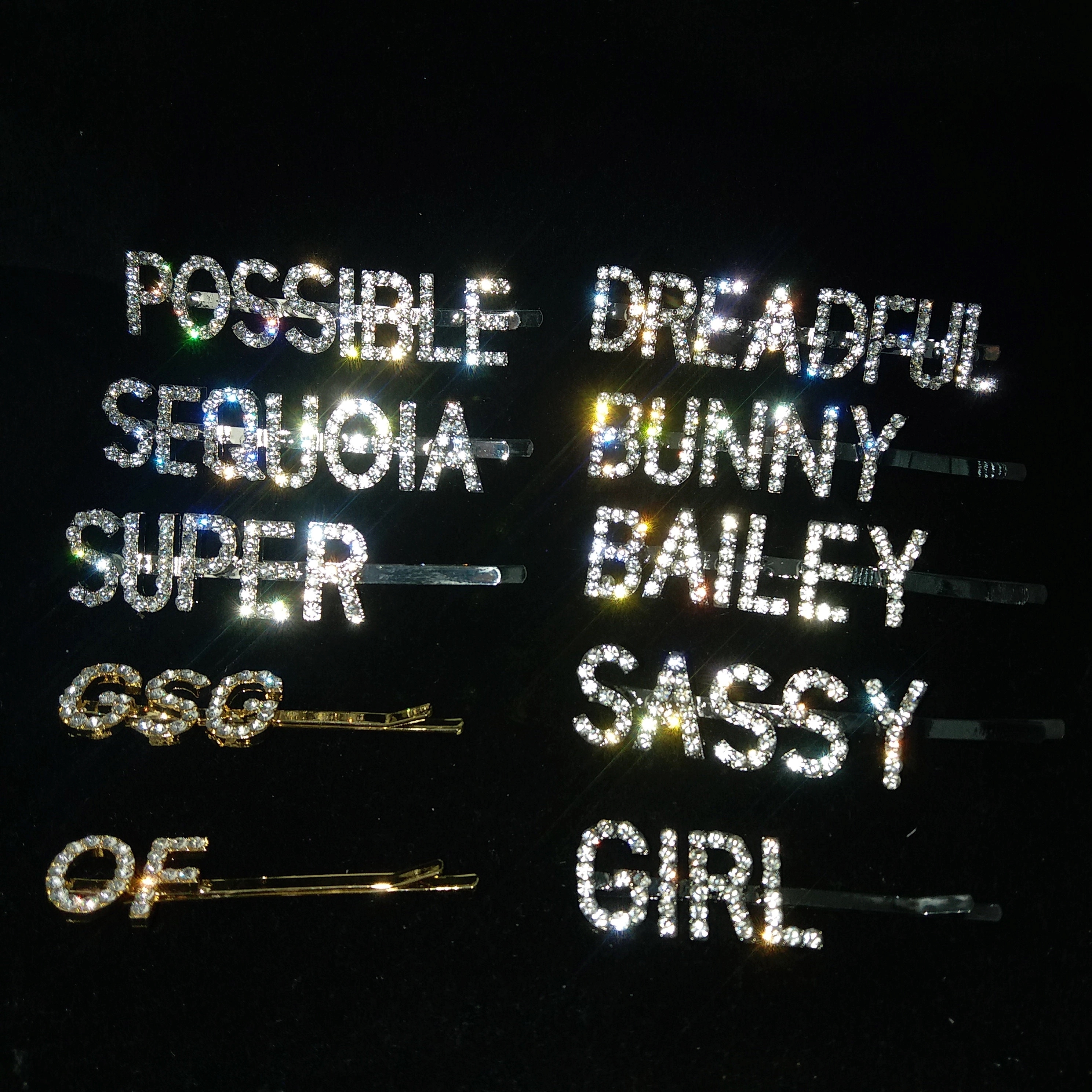 Custom Sparkly Bling Letter Hair Clip 6