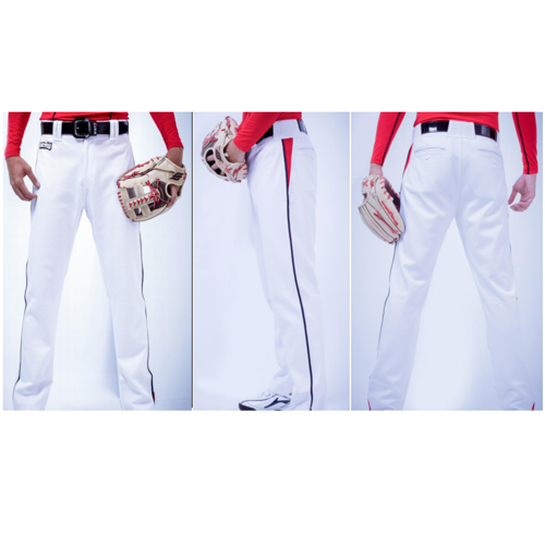Premium Full Length Solid Color Baseball Pants w/ Piping and 3