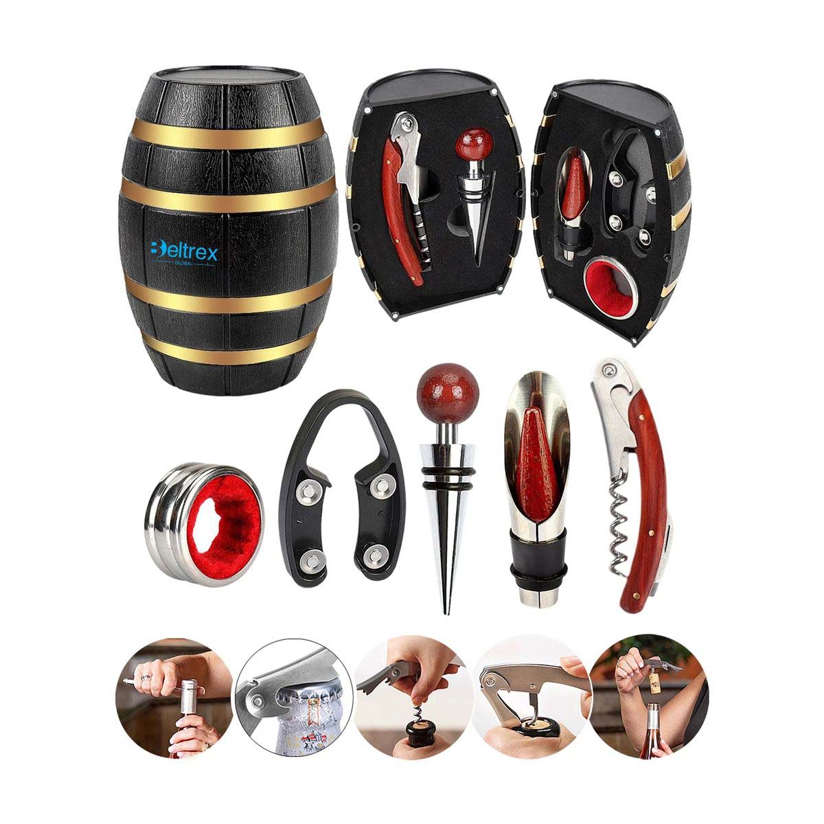 Barrel Shaped Wine Tool Set with Elegant Design 3