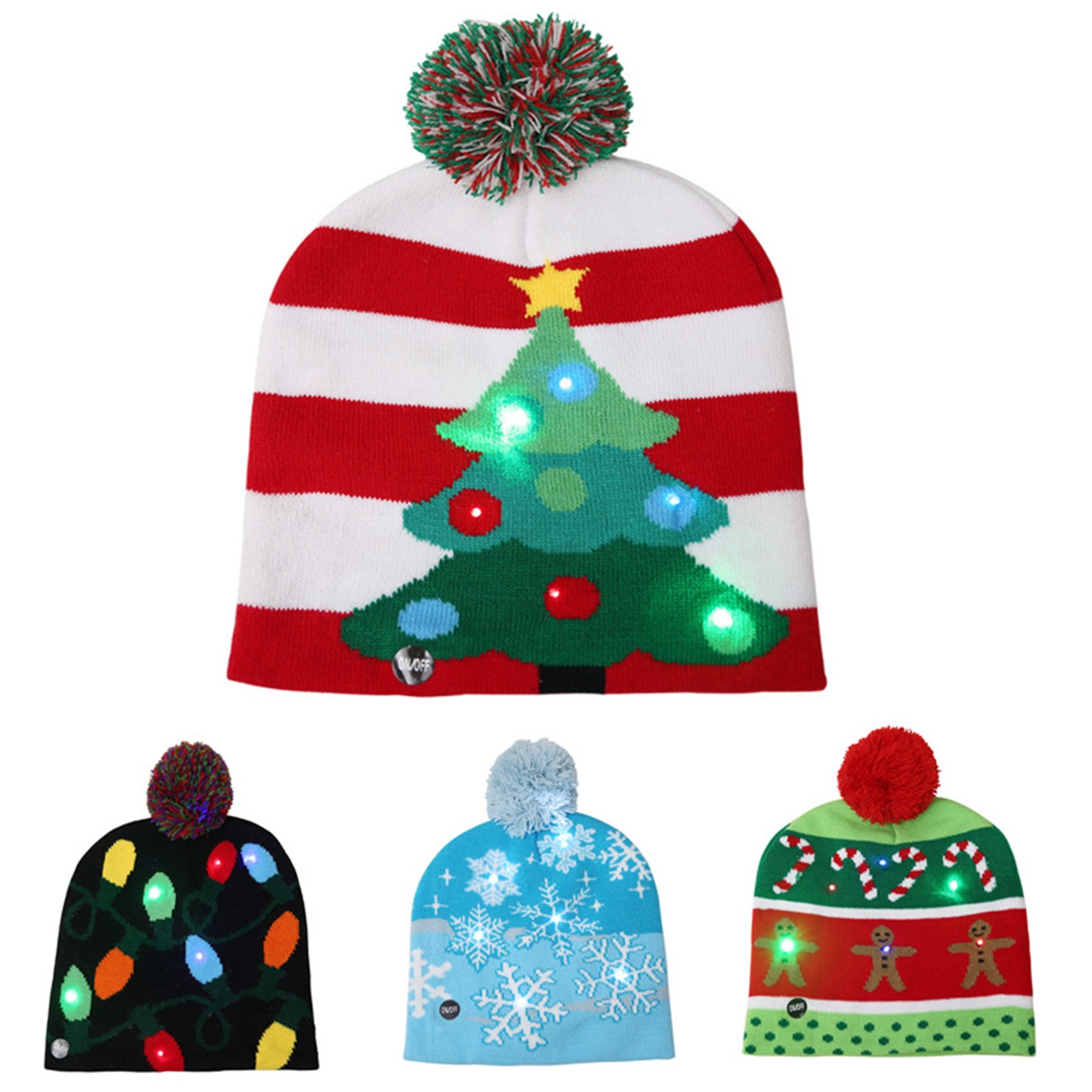 LED Christmas Beanie Knit Hat 2