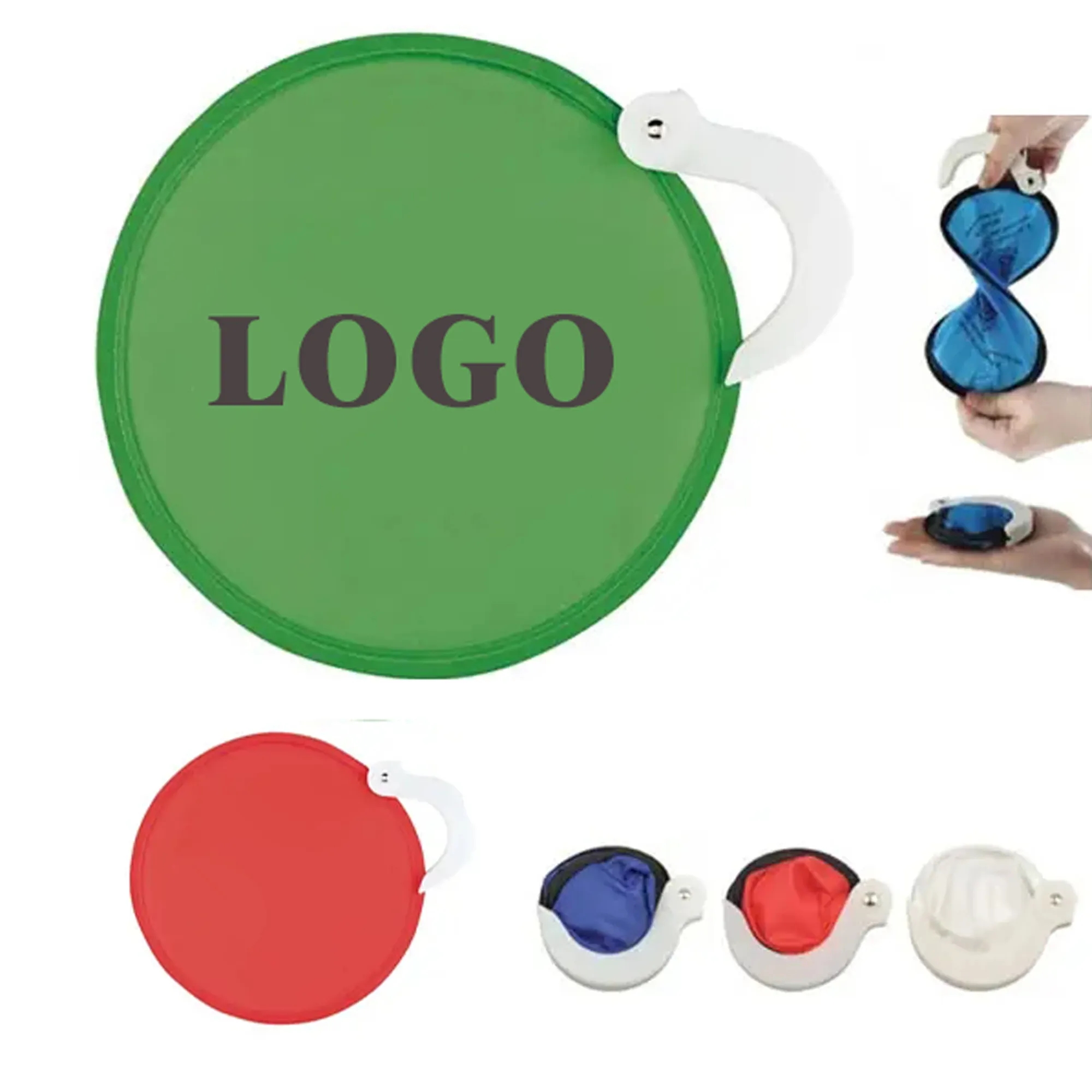 Foldable Flying Disc Round Fan With Handle MOQ 100PCS 2