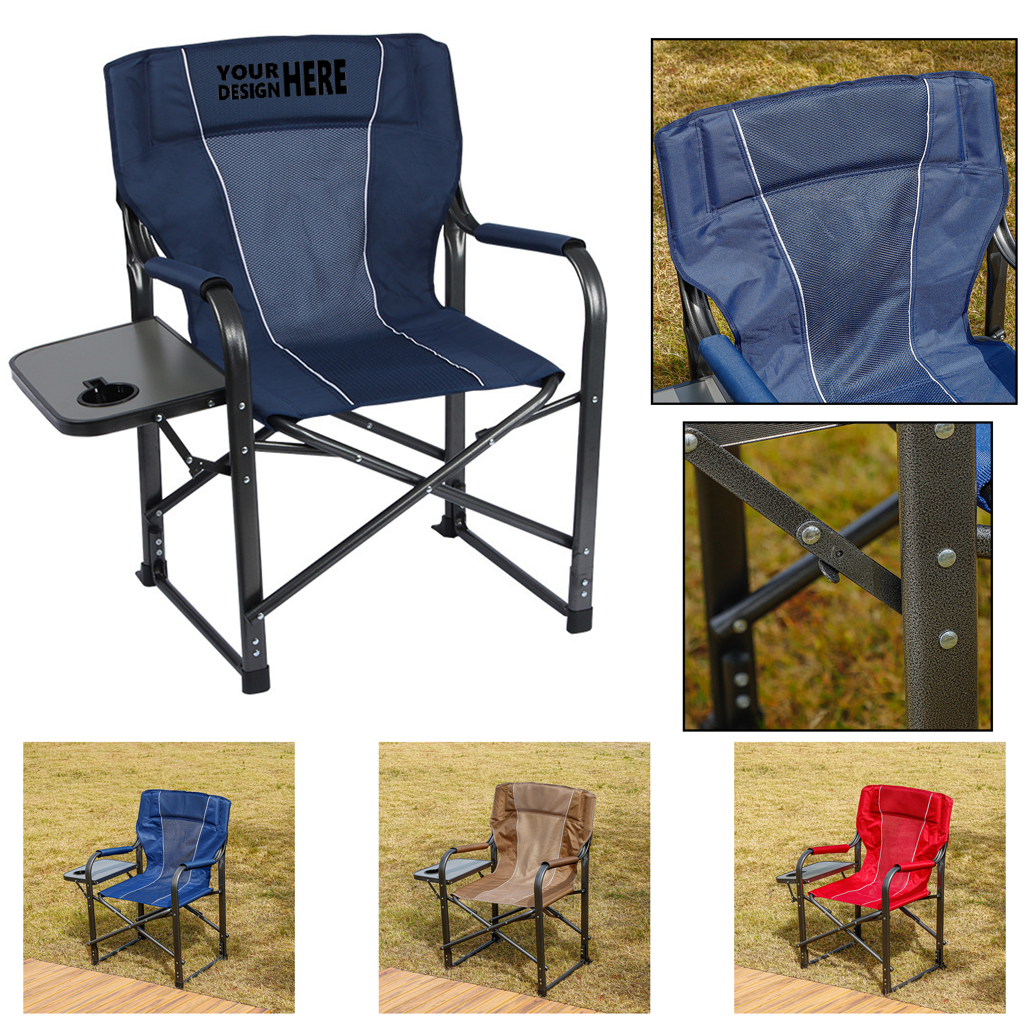 Upgraded Oversized Portable Folding Director's Chair with Table 1