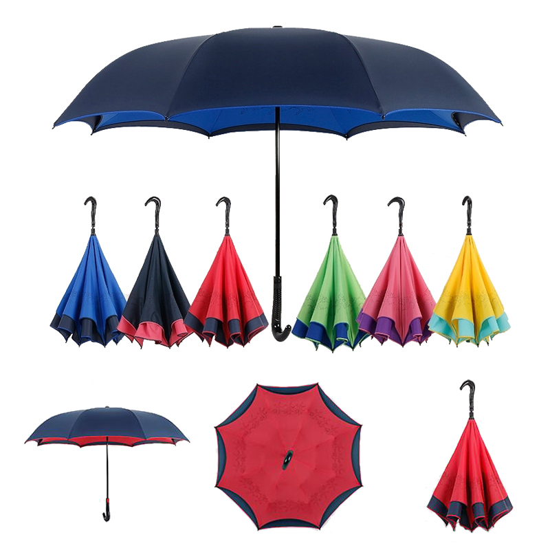 48" Inverted / Reversed Double Layer Straight Umbrella with eagle handle. 1