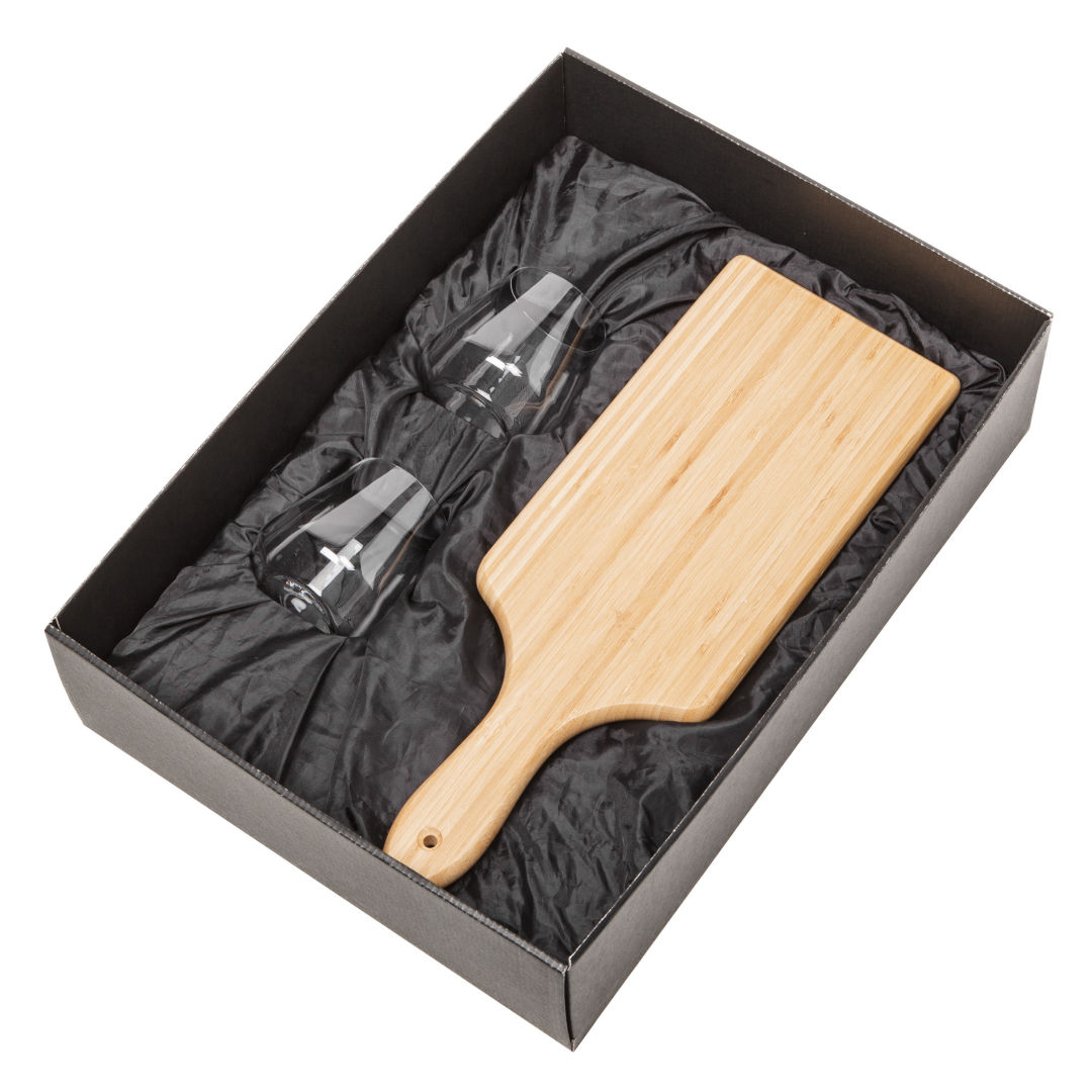 Swissmar® Bamboo Board & 2 Cannes Stemless Wine 3