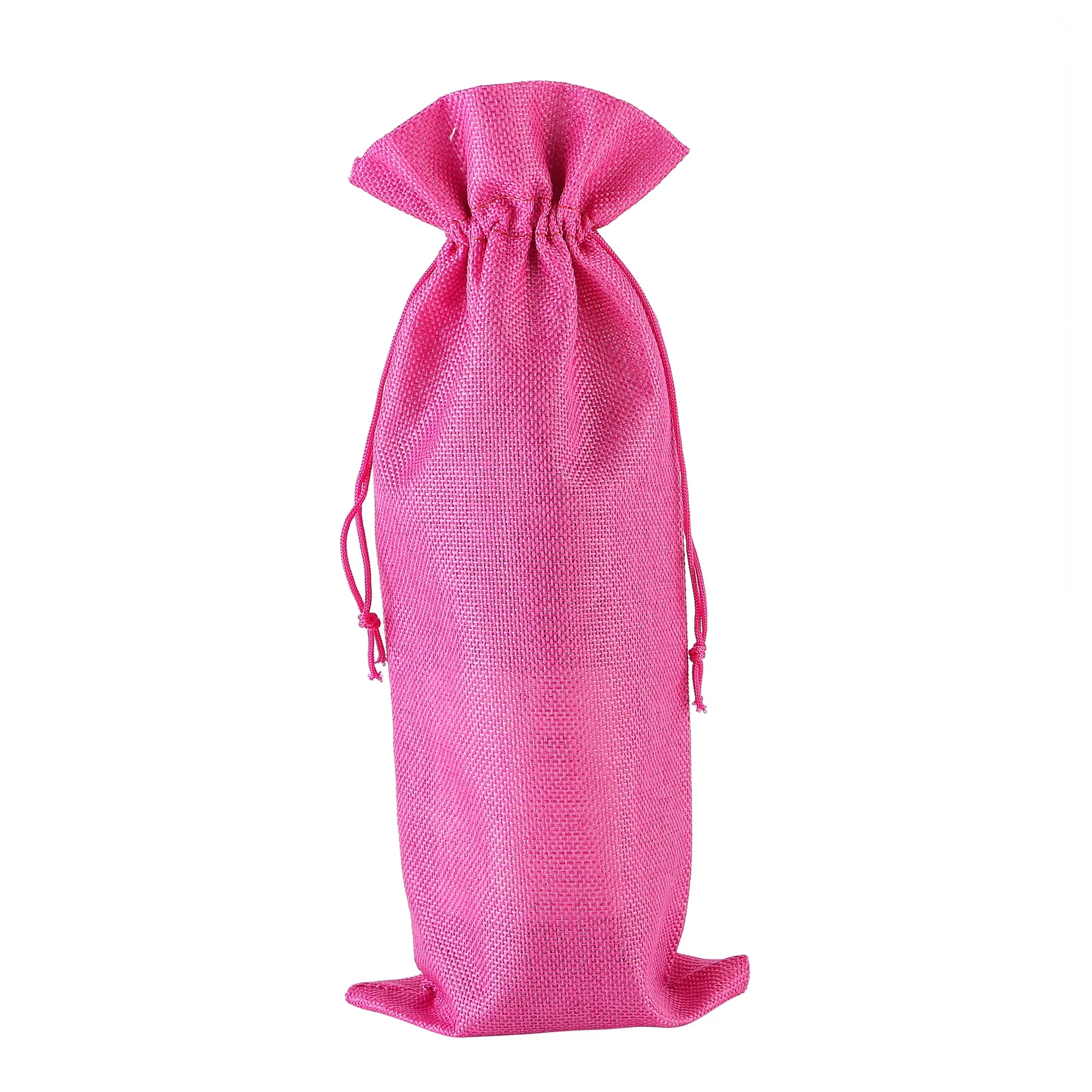 MOQ50 Burlap Drawstring Wine Bottle Gift Bags 6