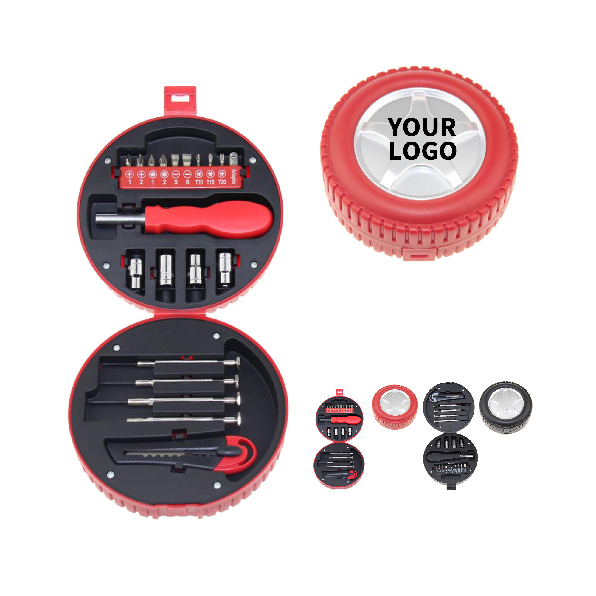 Compact Twenty Four Piece Household Tool Kit 6.3" Length X 6.3" Width X 2.37" Height 1