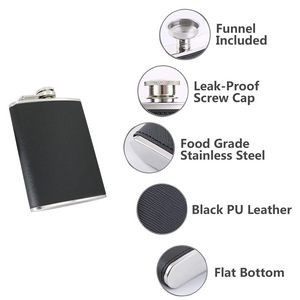 PU Leather 7oz Stainless Steel Flask With Tightly Sealed Cap 8