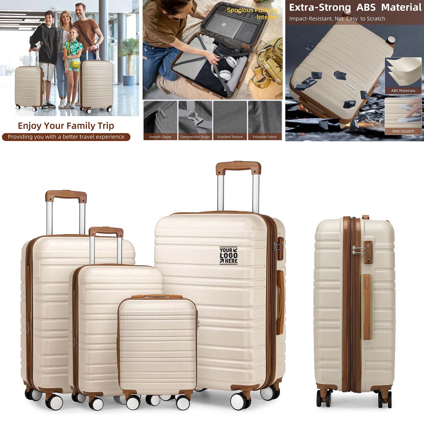 4 Piece Expandable Hardside Lightweight Travel Luggage Set