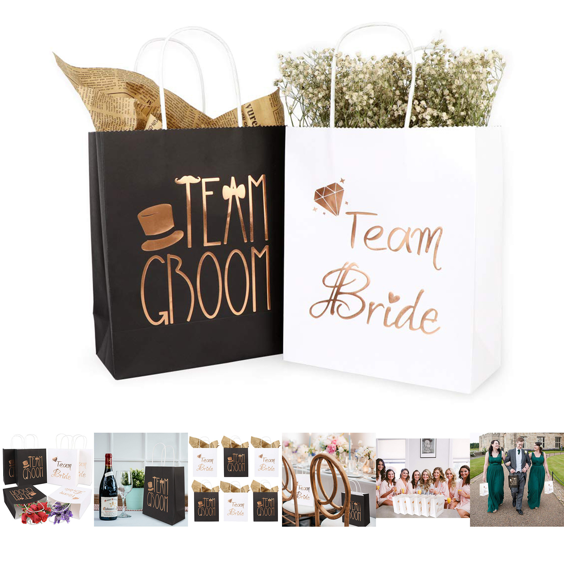 12pcs Wedding Party Gift Bags 6 Groomsmen 6 Bridesmaid Gift Bags 2