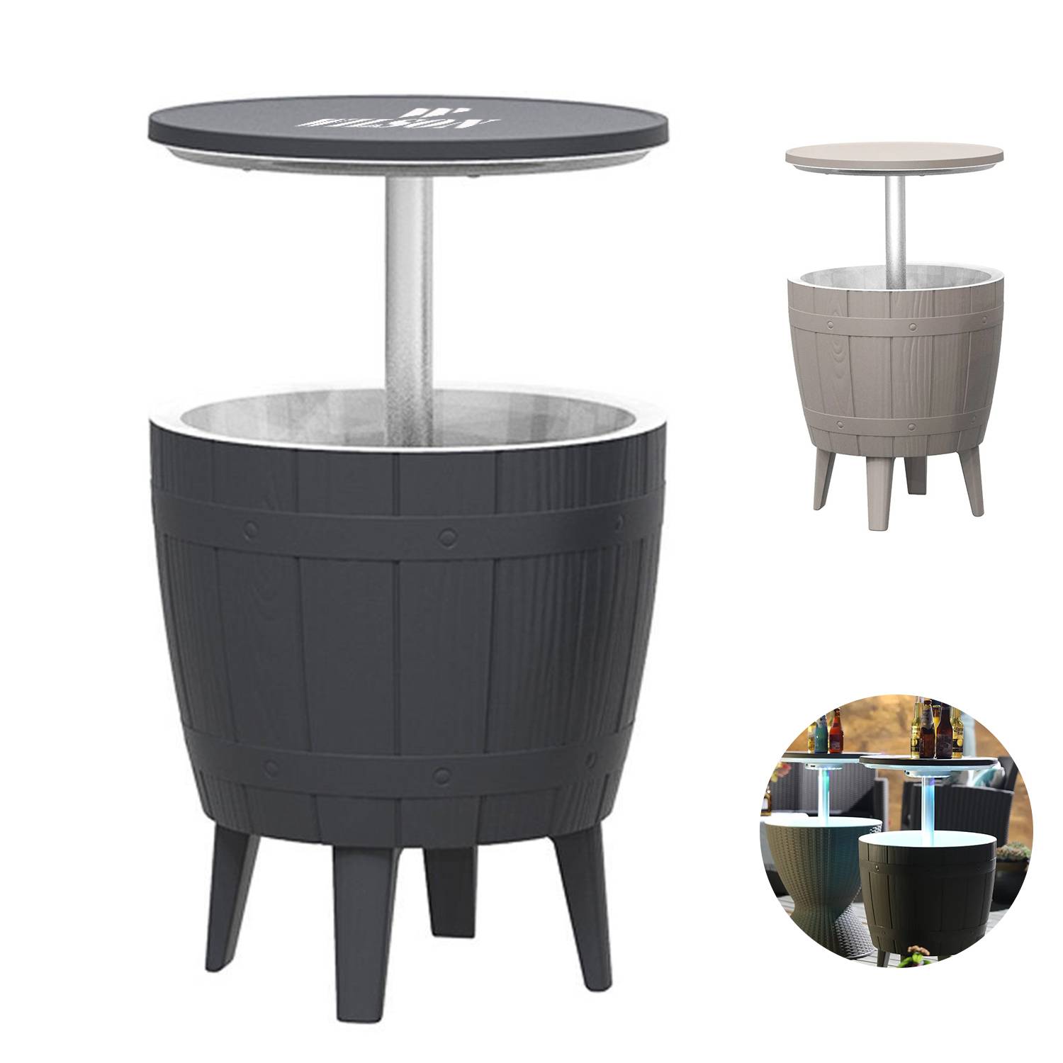37L Adjustable Ice Bucket Bar Table 3
