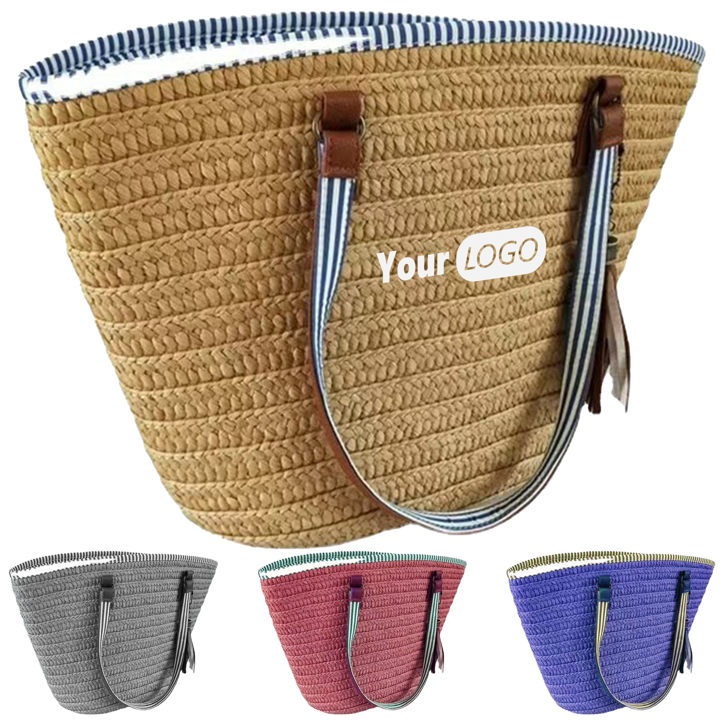 Cork Customizable Handmade Straw Bag 4