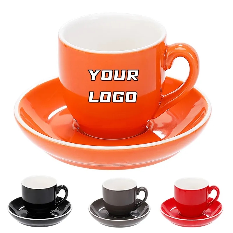 4.5 oz. Cups with Saucer for Latte Coffee 2
