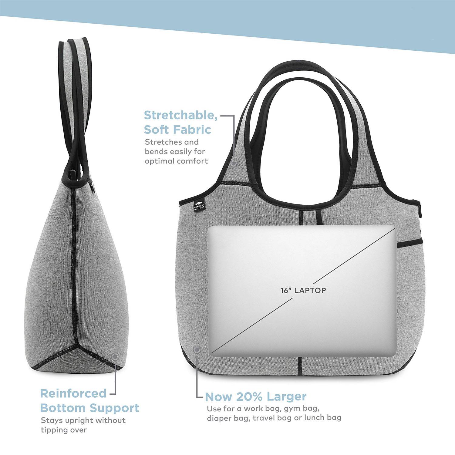 Waterproof Multi Pocket Neoprene Laptop Tote Bag 6