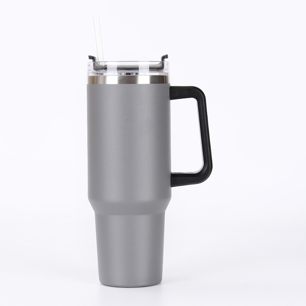 30OZ Double Walls Stainless Steel Auto Tumbler With Straw And Handle 1