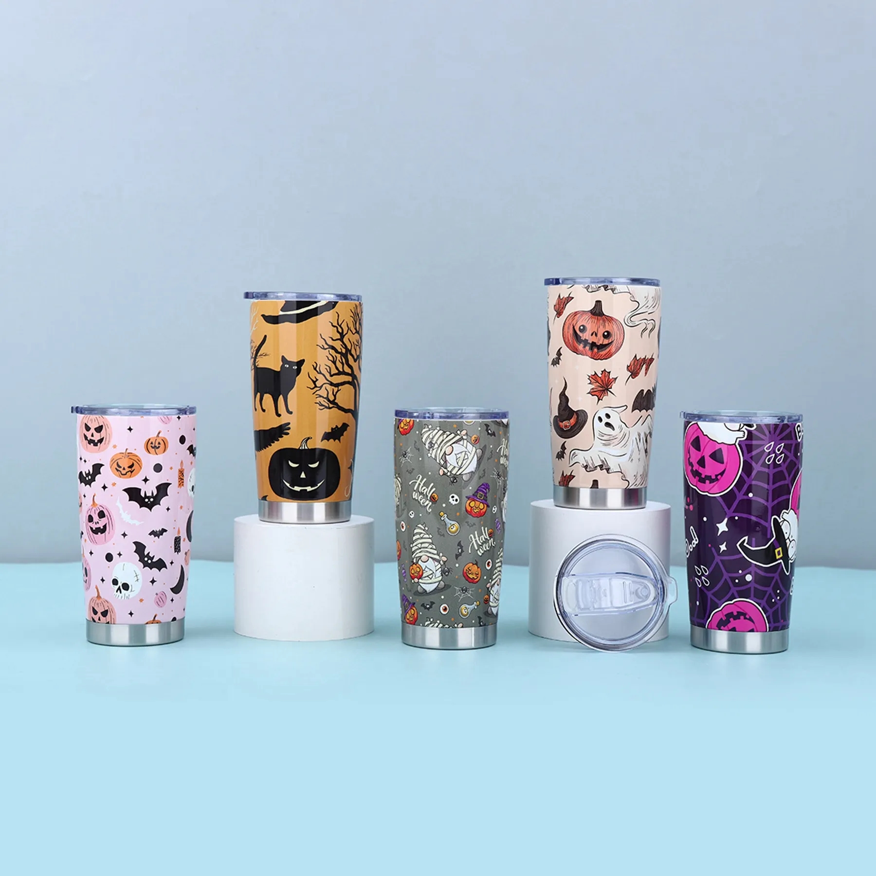20 Oz. Double Wall Christmas/Halloween Tumbler with Lid 8