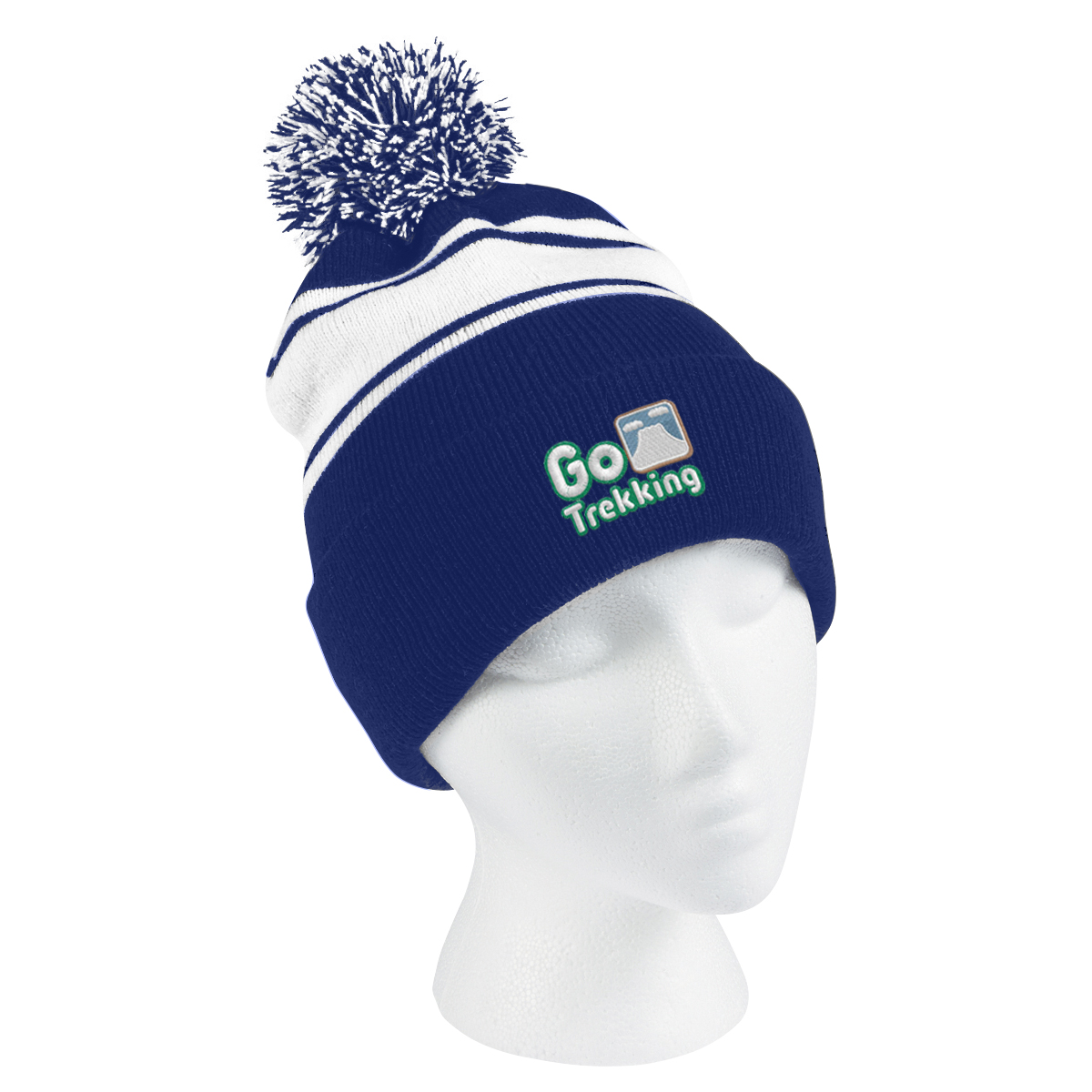 Two-Tone Knit Pom Beanie With Cuff 10