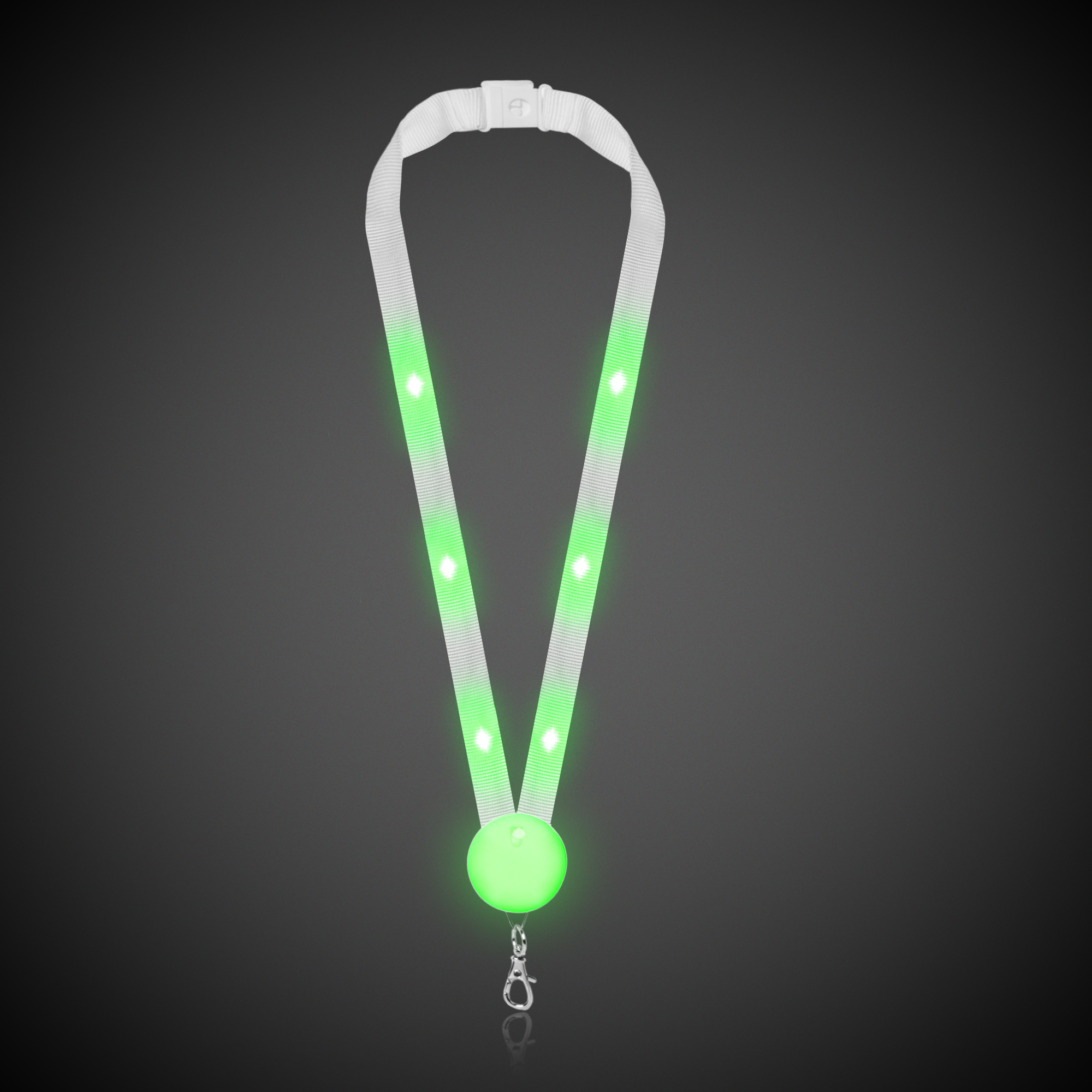 Green 32" Light Up LED Glow Flat Lanyard 5