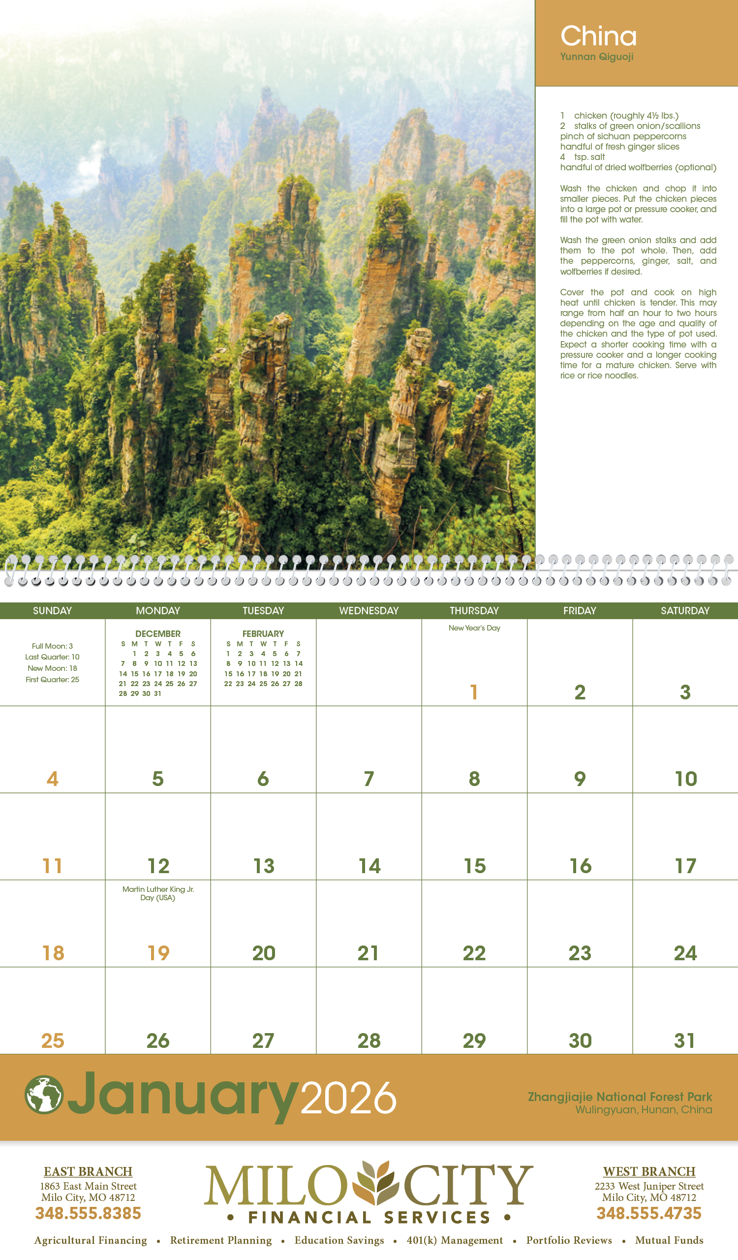 Triumph® Calendars World Scenes with Recipe Calendar 14