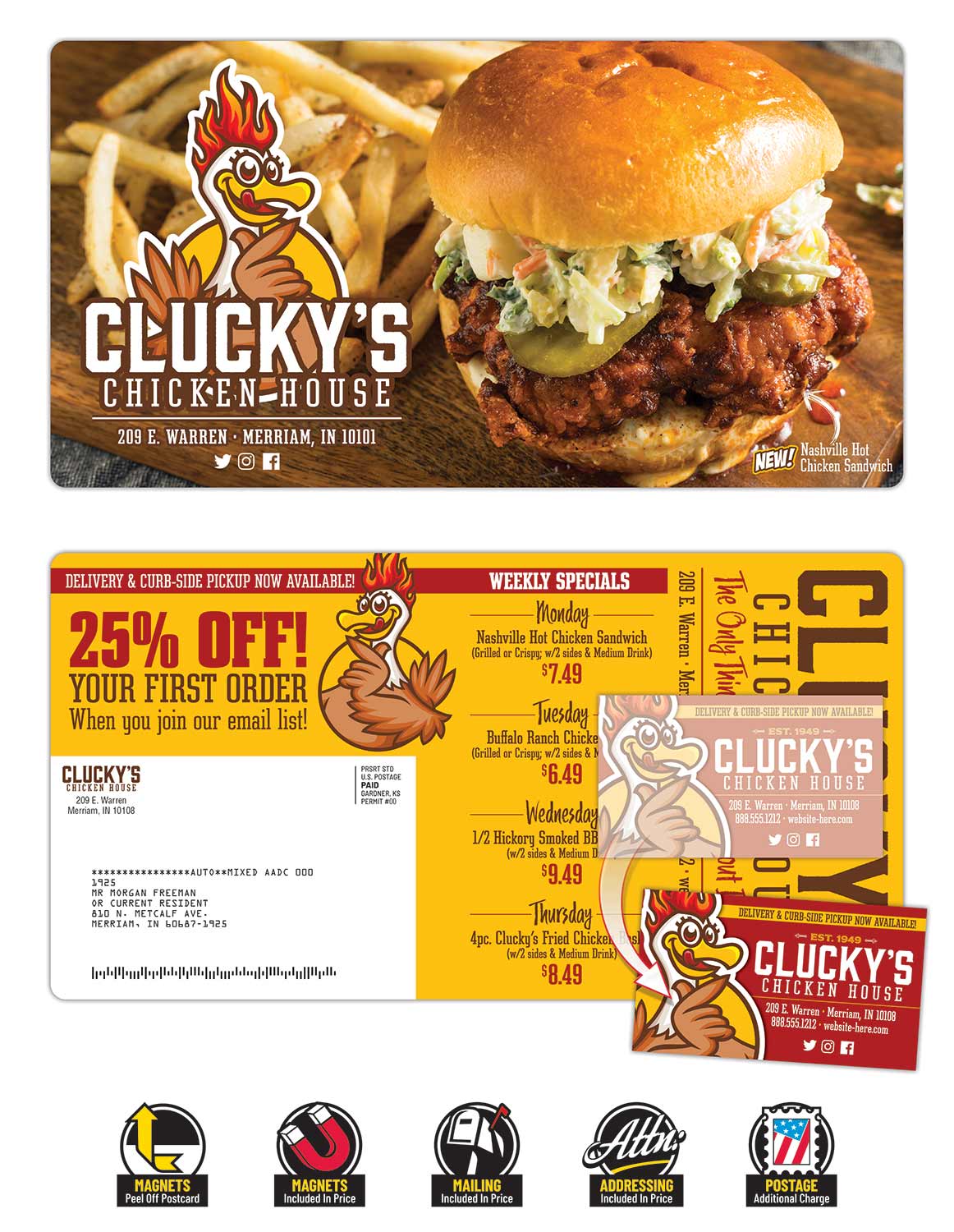 Magna-Peel Laminated Postcard (10.5x5.5; 14pt) with Business Card Magnet (25 mil) 2