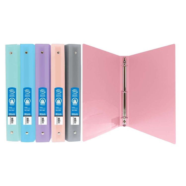 1" 3-Ring Poly Binders - Assorted Pastel Colors 1