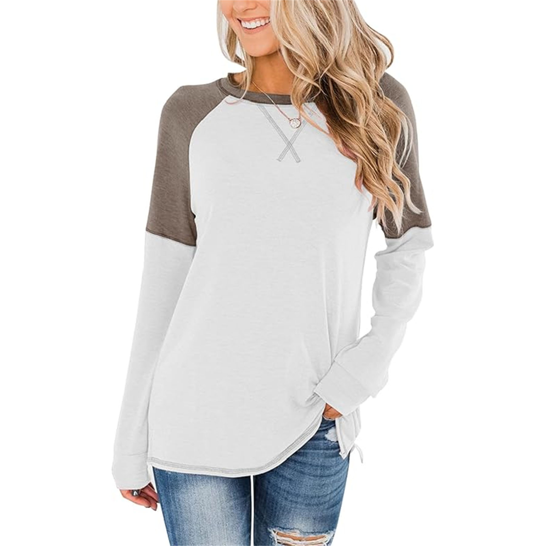 Women's Crew Neck Color Block Blouse 2