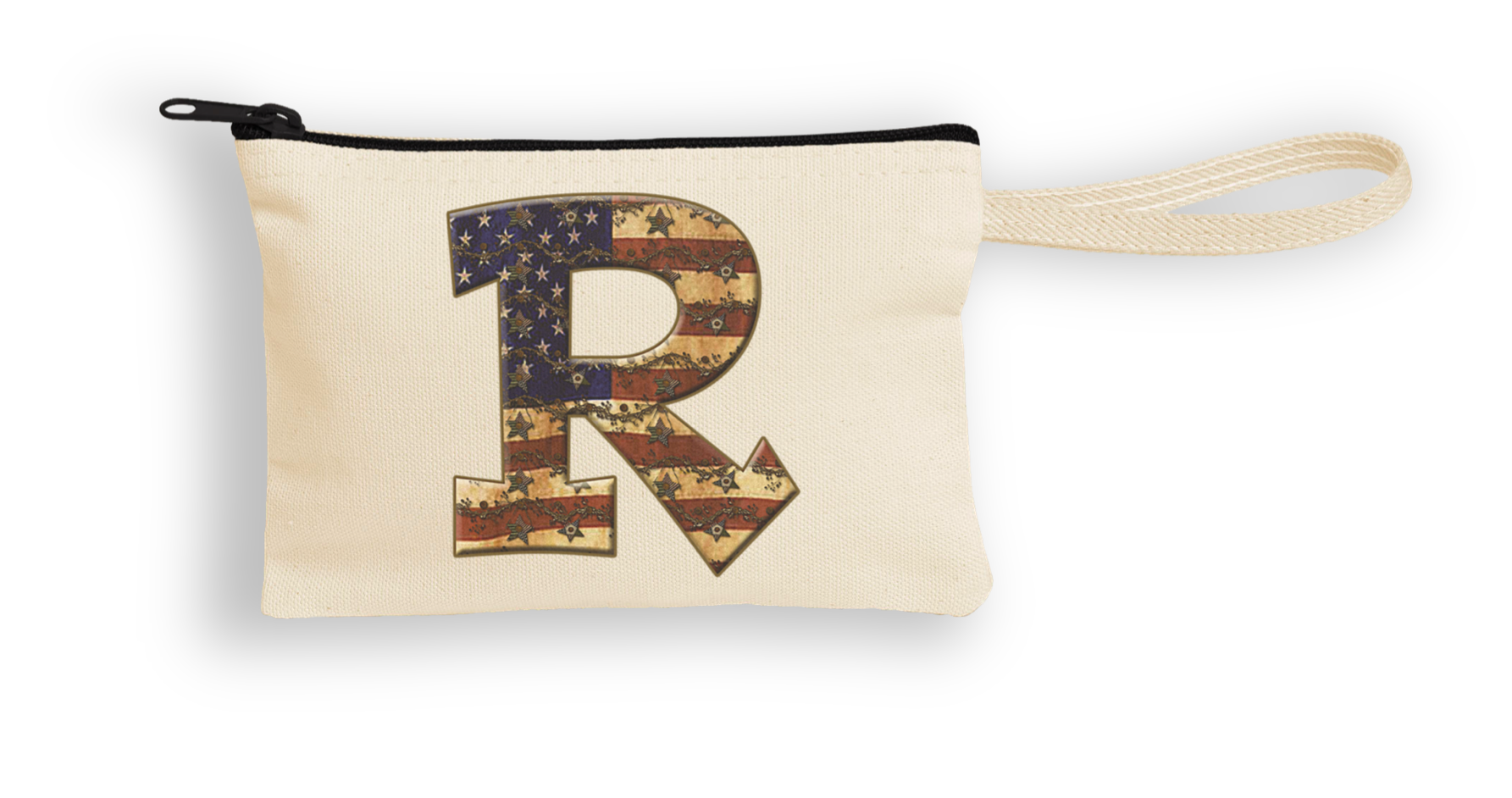Canvas Wristlet Pouch with Black Zipper 7
