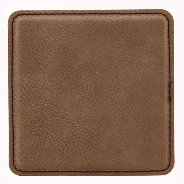 Leatherette Square Coaster - Dark Brown Screen Imprinted 2