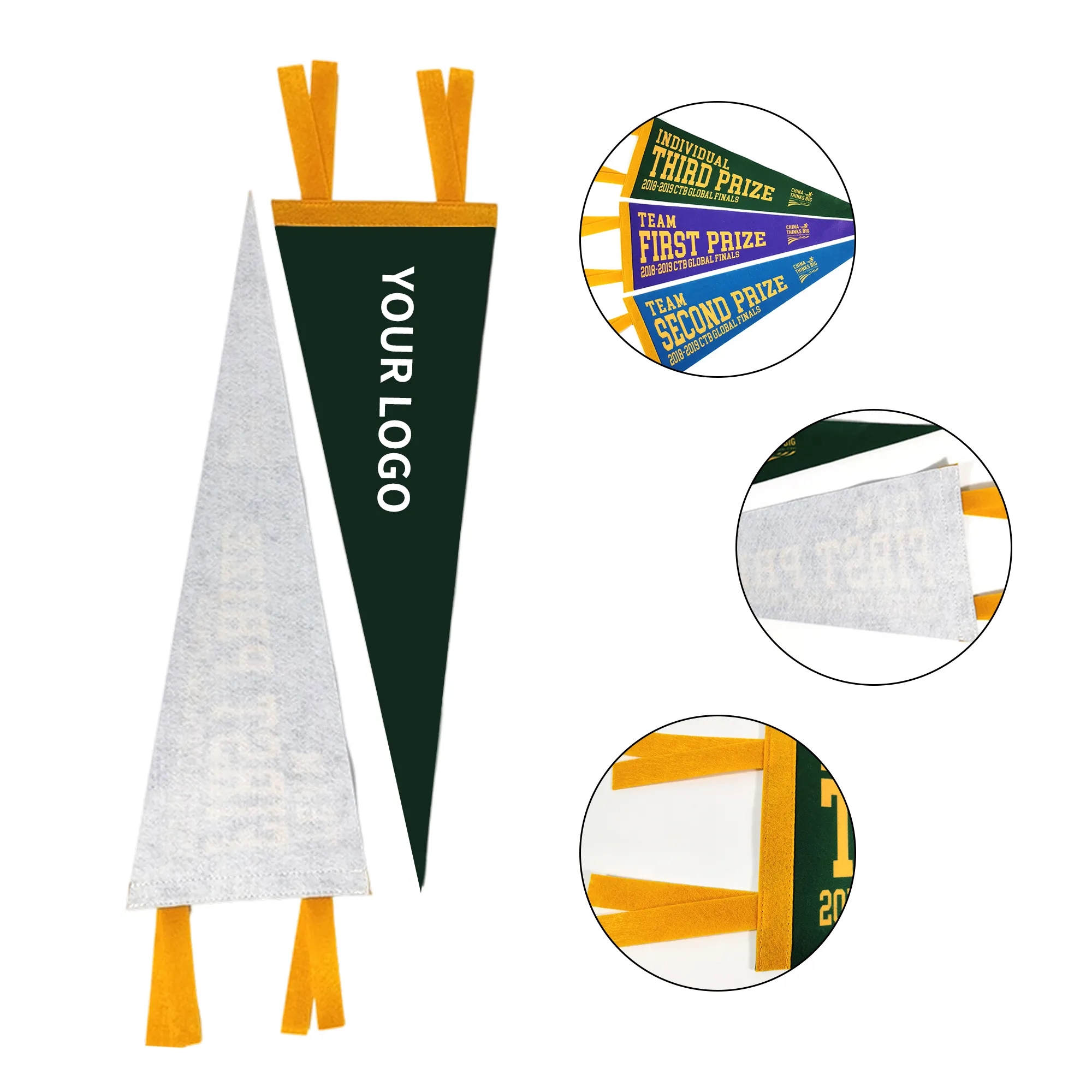 Custom Full Color Triangle Felt Pennant Flags 2