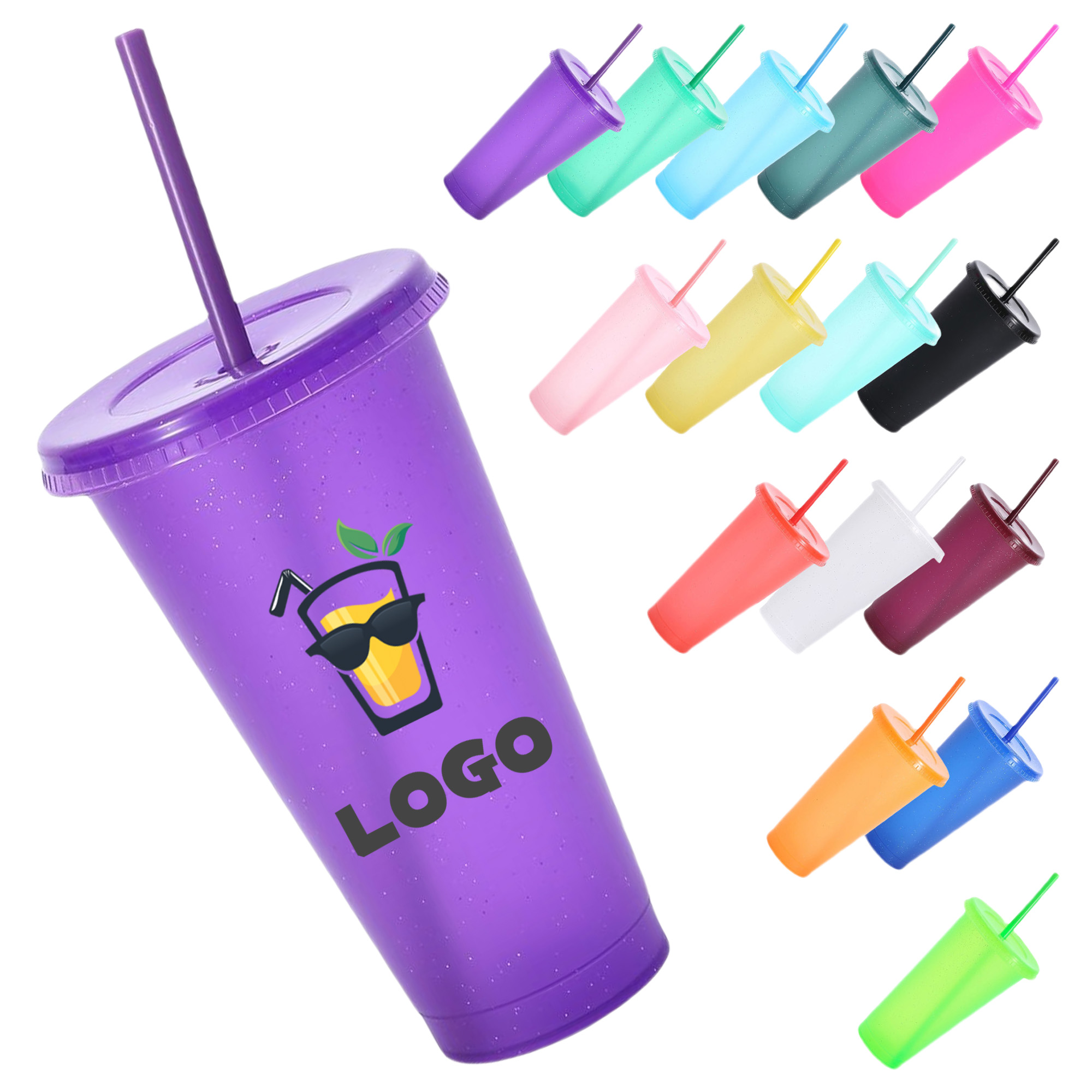 Double Wall Cute Glitter Straw Cup 8