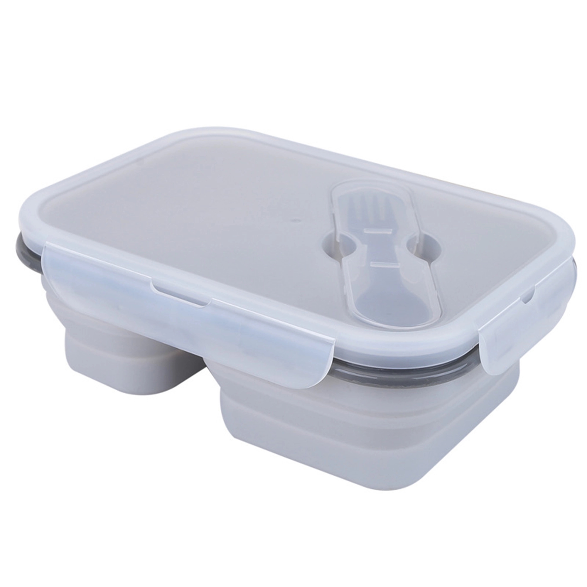 Folding Silicone Food Container With Fork 7