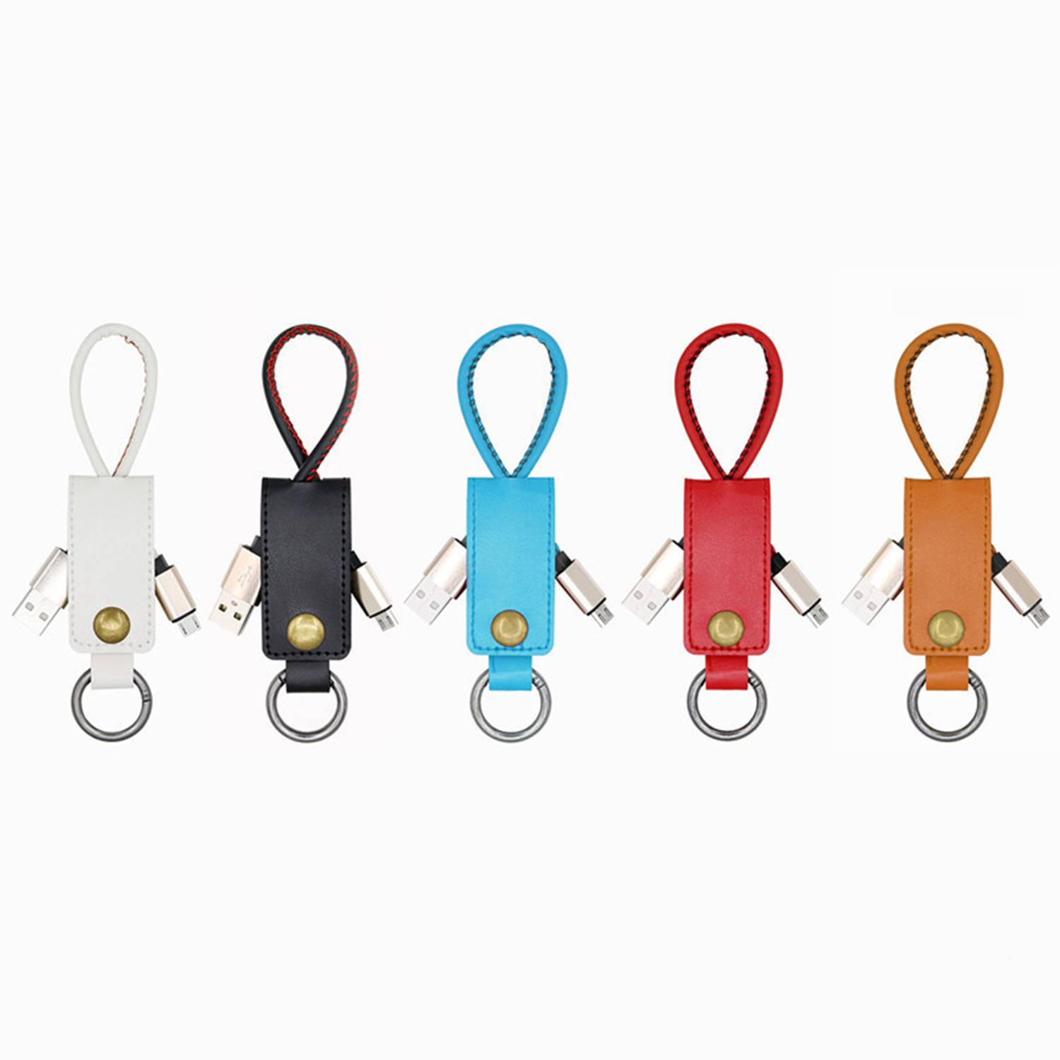 PU leather Data Charger Cable Keychain 2