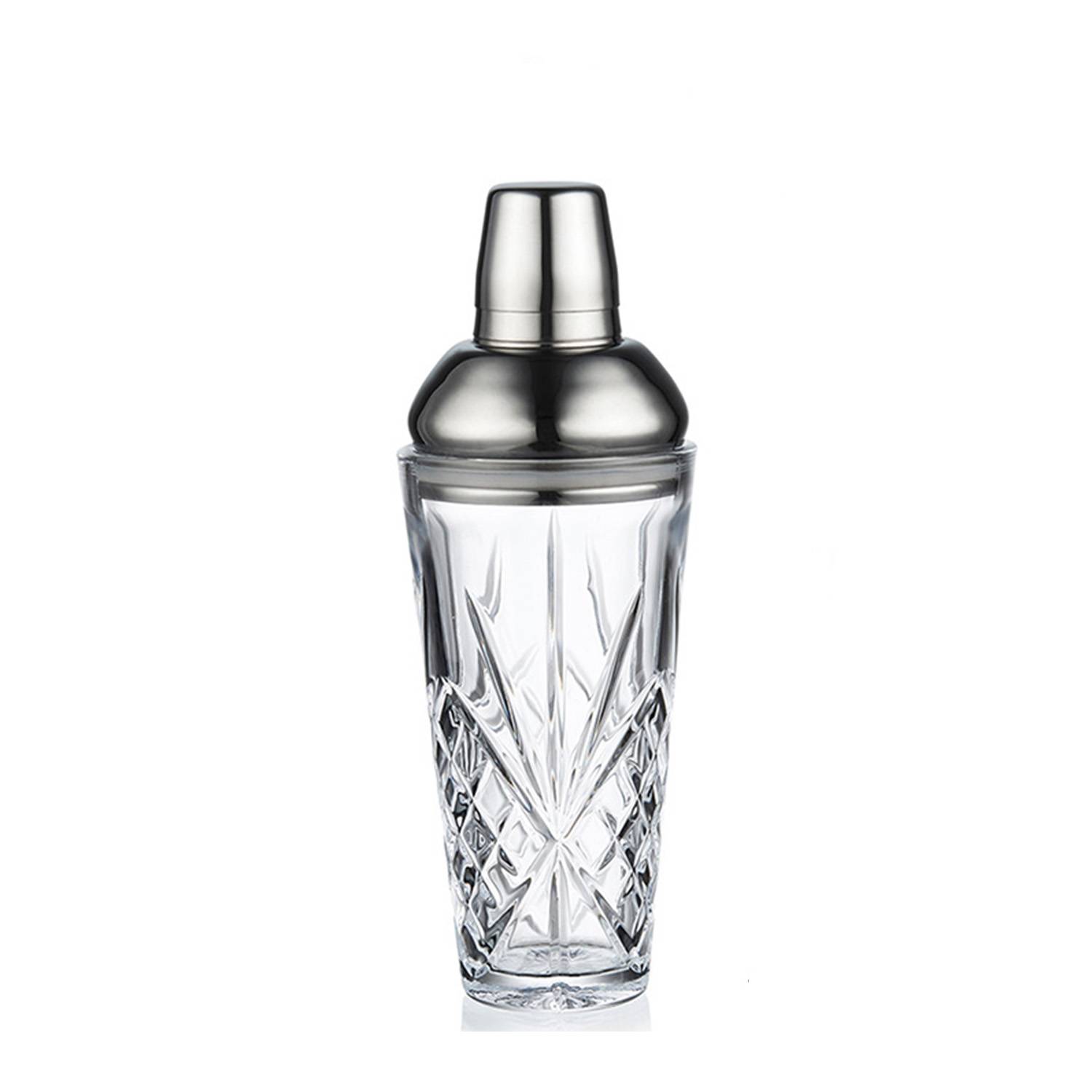 16 Oz Clear Glass Cocktail Shaker w/ Lid 2